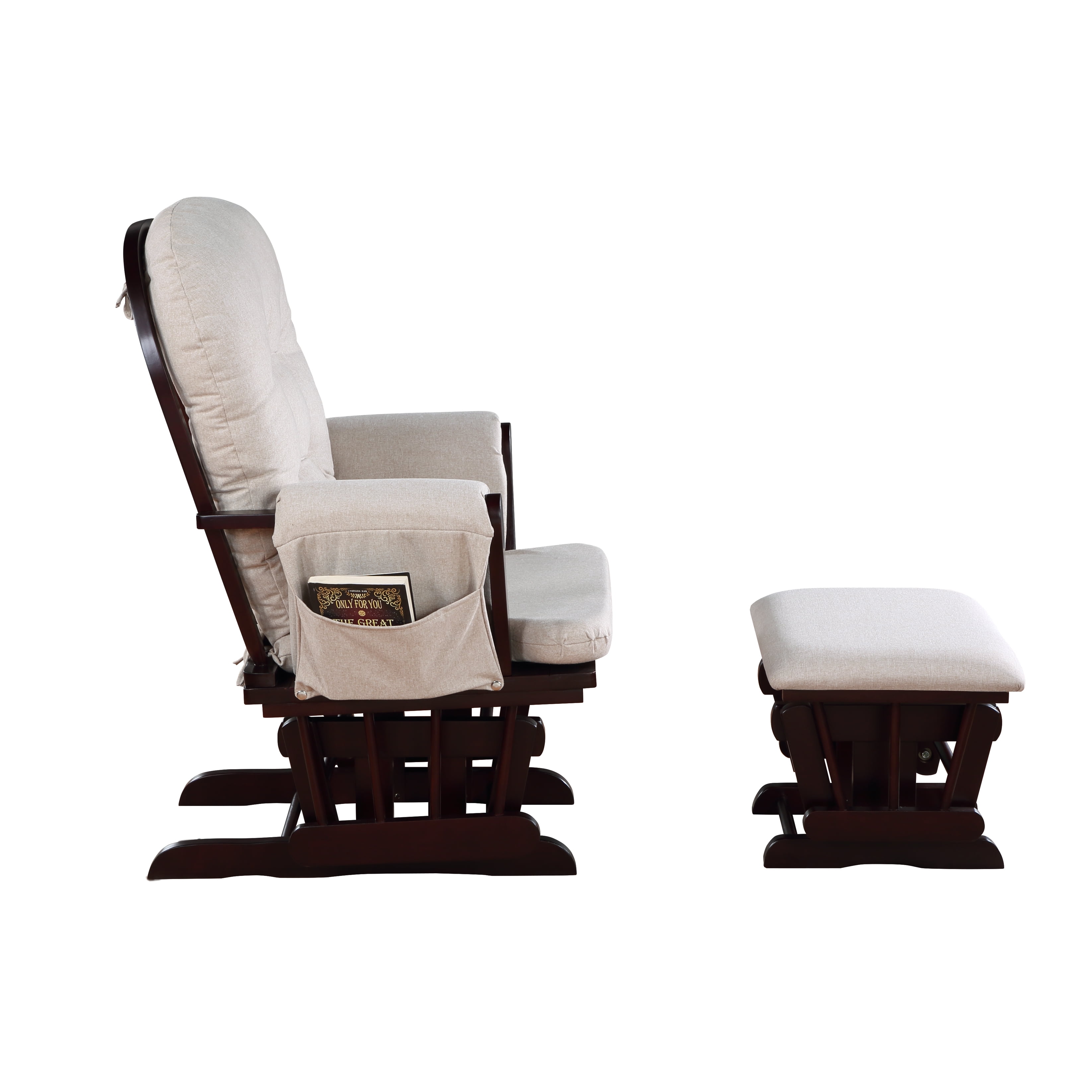 Suite Bebe Mason Glider & Ottoman, Espresso Finish with Latte Cushions