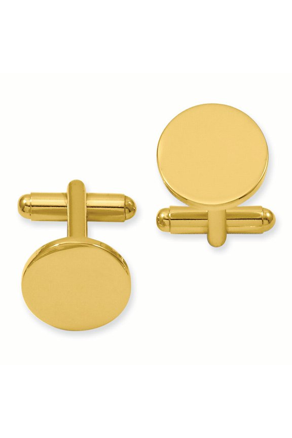 Gold-plated Round Polished Cuff Links