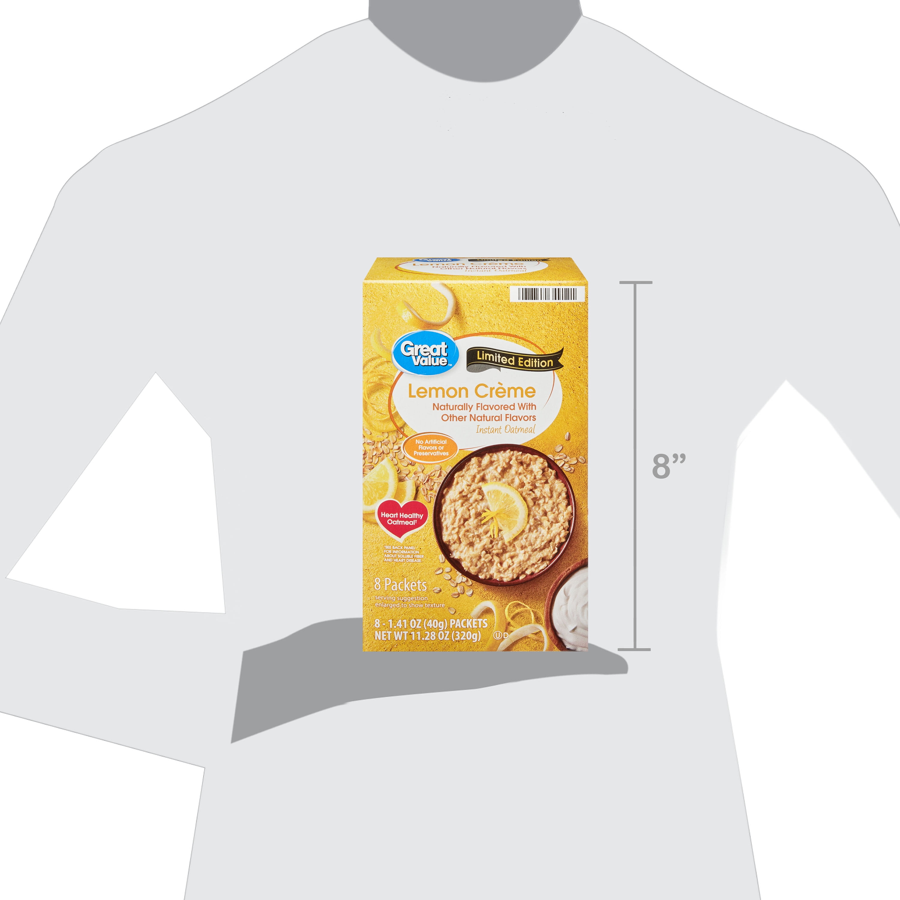 Great Value Lemon Creme Instant Oatmeal, 1.41 oz, 8 Count