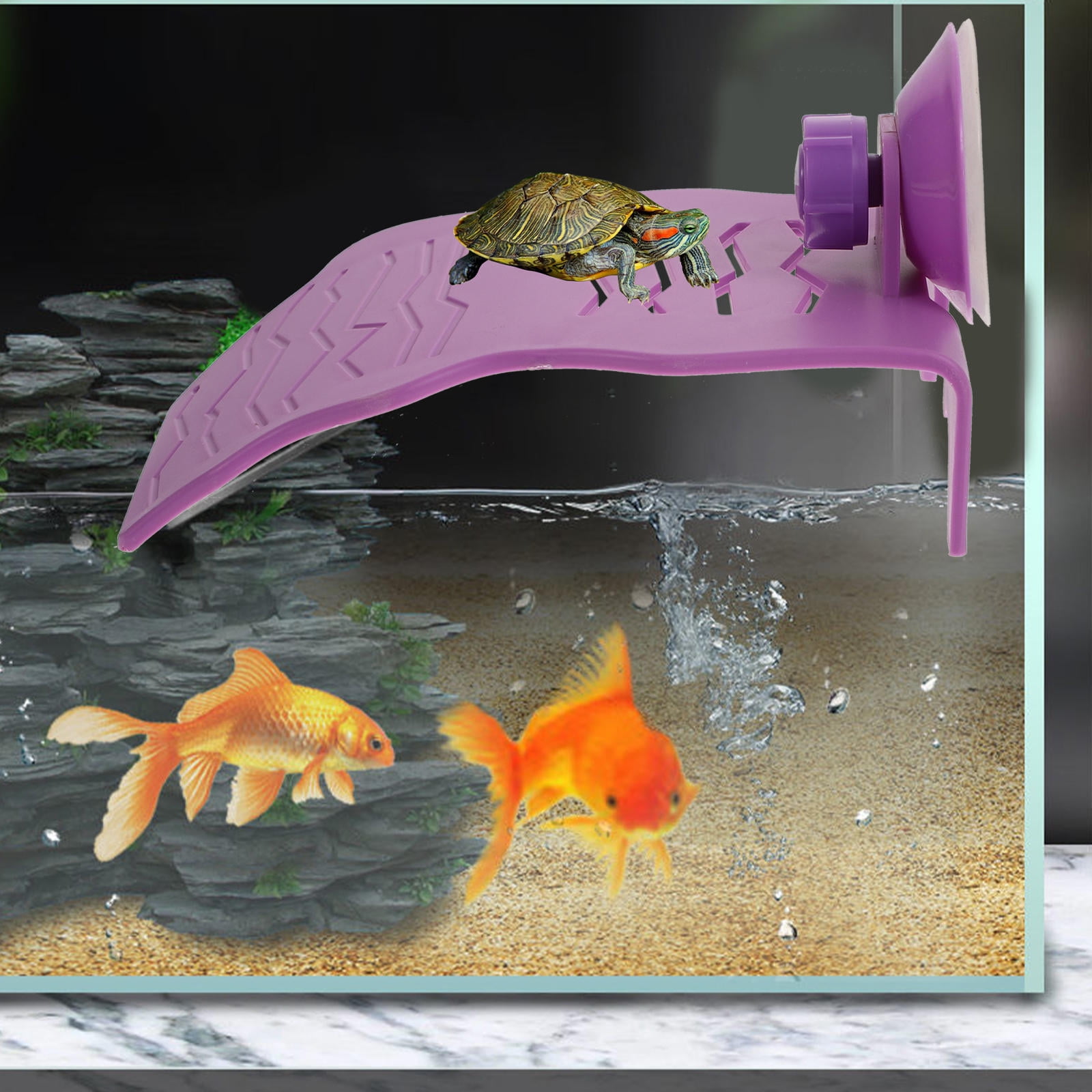 NICEXMAS 1Pc Purple ABS Turtle Basking Platform with Strong Suction for Aquarium