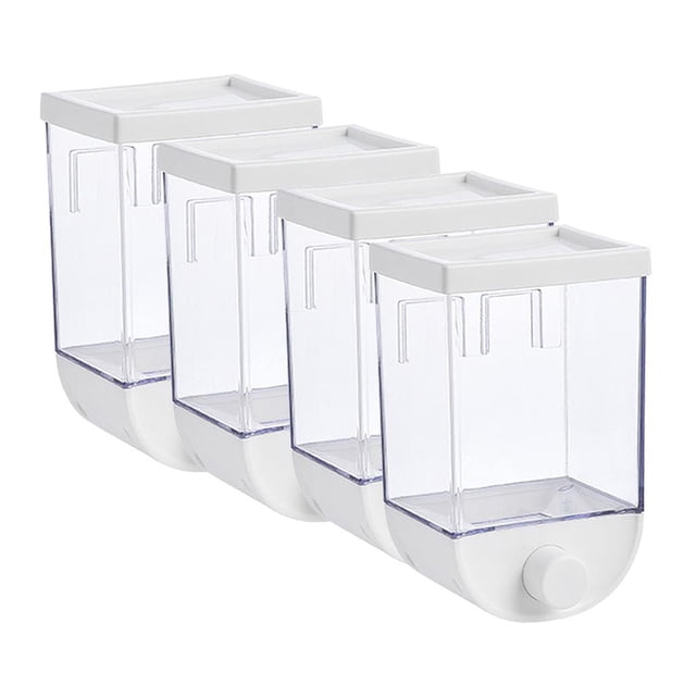 DOLITY 4x 1000ml Cereal Dispenser Container Wall Mounted Grain Dry Food Storage Box