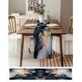 thumbnail image 3 of Marble Navy Blue Table Runner 108 Inches Long for Dining Table Decor,Grey Gold Cracked Crystal Texture Burlap Linen Farmhouse Table Runner Coffee Table Runners Dresser Scarf for Kitchen Party Holiday, 3 of 8
