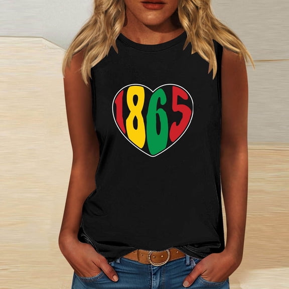 Giftesty Tank Tops for Women Casual Independence Day Sleeveless Round Neck Top