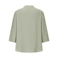 thumbnail image 4 of yunLCZ Womens Long Sleeve Shirts Cotton Linen Shirts For Women Summer Button Down Tops 3/4 Length Sleeve Casual Blouses Oversized Tshirts 2025 Going Out Fashion Clothes, 4 of 4