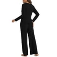 thumbnail image 6 of Jusfitsu Long Sleeve Pajama Sets for Women Soft Two Piece Sleepwear Drawstring V Neck Pjs Loose Fitted Loungewear PJ Sets, 6 of 6
