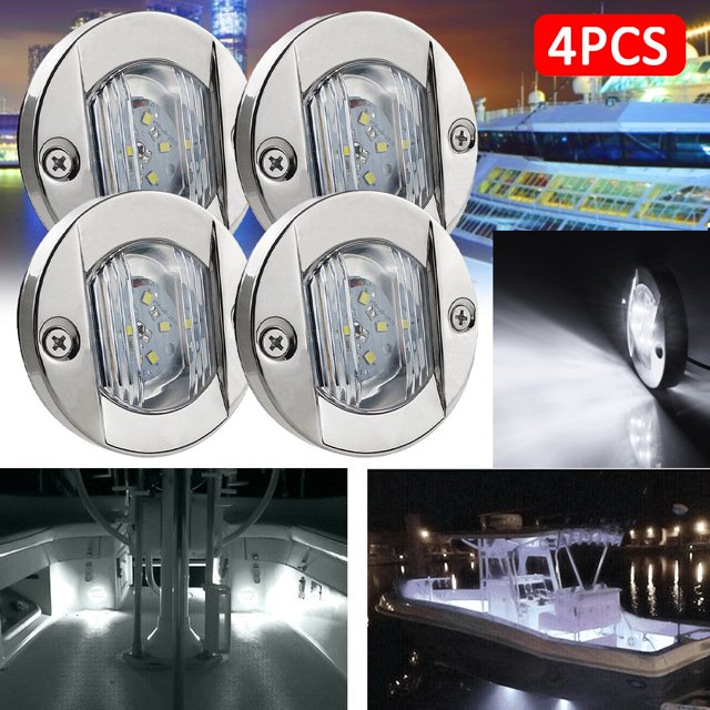 Luz de cabina interior 6LED 12V Luz de barco redonda para yate (Blanco)