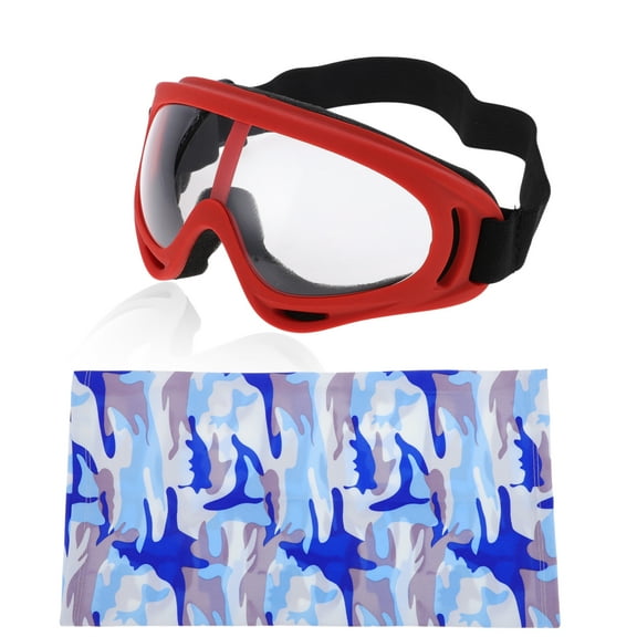 Unique Bargains 1 Set Motorcycle Riding Goggles PC PU Outdoor Sports Sunglasses for Motocross Dirt Bike ATV Transparent Lens Red Frame