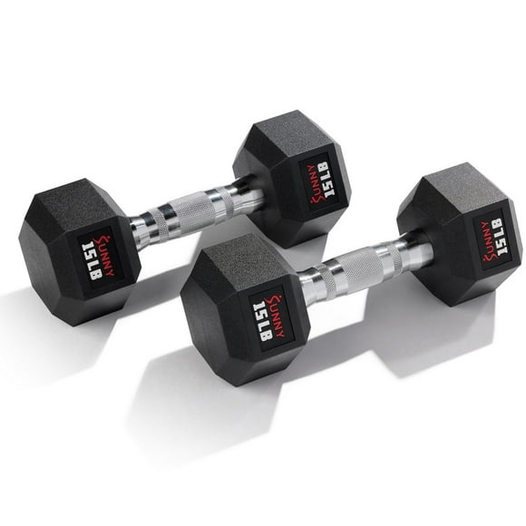 Sunny Health & Fitness Core Fit Hex Style Dumbbell 15 LBS, Pair- SF-DB03