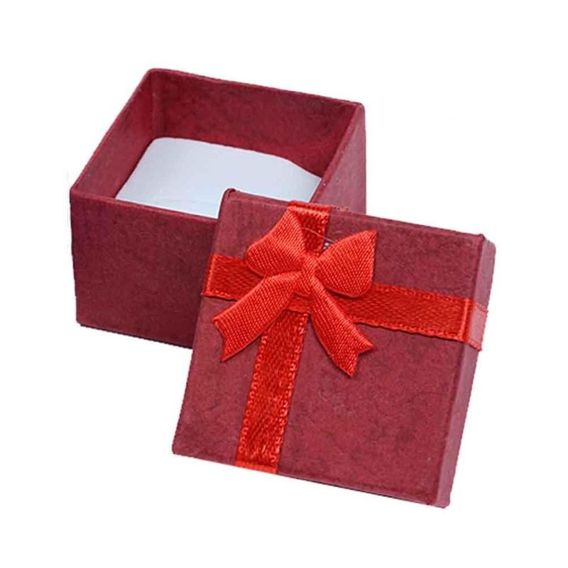 12x Cardboard Bracelet Boxes Sponge inside Bowknot Round Red Display Gift Box 
