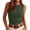 Army Green, variant on Ribbed Knit Sleeveless Tank Tops Crew Neck Wide Strap Slim Fit Side Ruched Crop Cami Shirts, Soft Stretch Fitted Basic Layering Vest, Casual Everyday Workout Office Beach Layering Camisole