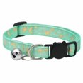 thumbnail image 2 of Cat Collar with Bell and Gold Foil Moon Star Design, Mint Green, for Small Cats and Kittens, Breakaway Buckle, 2 of 3