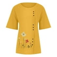 thumbnail image 5 of Fesfesfes Gym Tops Women's Summer Casual Round Neck Short Sleeve Flower Printing Loose Shirt TopsDMM-Y4448 T Shirts for Women 2XL(US:12), 5 of 6