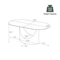 thumbnail image 6 of POVISON-79"Hobart Modern Oval Dining Table for 6-8, White Oval Glossy Sintered Stone Kitchen Table, Bronze Carbon Steel Base, 6 of 6