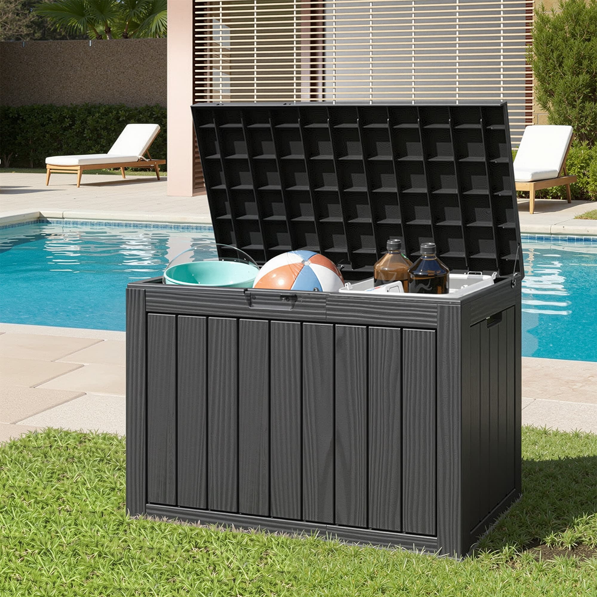 MAYEERTY 45 Gallon Outdoor Deck Box, Large Capacity Storage Box for Patio Furniture Cushions, Pillow Outdoor Indoor, Black