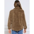 thumbnail image 3 of DARING DIVA Women's Fuzzy Teddy Pockets Button Down Faux Fur Coats XS Brown, 3 of 6