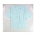 thumbnail image 1 of P.J. Salvage Womens Lace Trim Open Front Robe iceblue L, 1 of 2