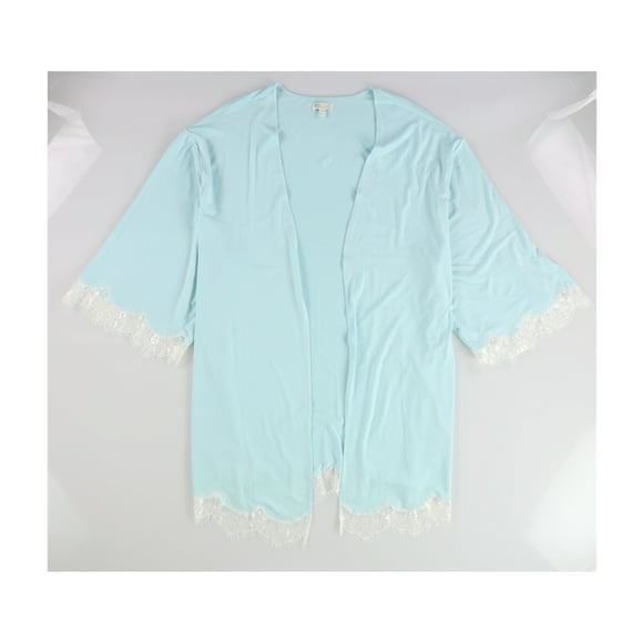 P.J. Salvage Womens Lace Trim Open Front Robe iceblue L