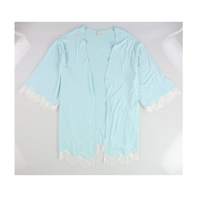 P.J. Salvage Womens Lace Trim Open Front Robe iceblue L
