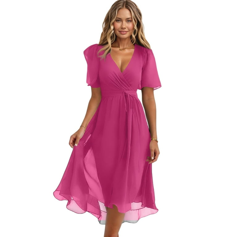 knee length dresses for ladies Womens Rayon Wrap Midi Dress Cobalt Extra Large main image 0