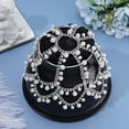 thumbnail image 3 of Pearl Flapper Mesh Cap Rhinestone Head Chain 1920s Wedding Pearl Headpiece Boho Silver Alloy Sparkle Headband for Wedding Prom Party Bride Bridesmaid, 3 of 7