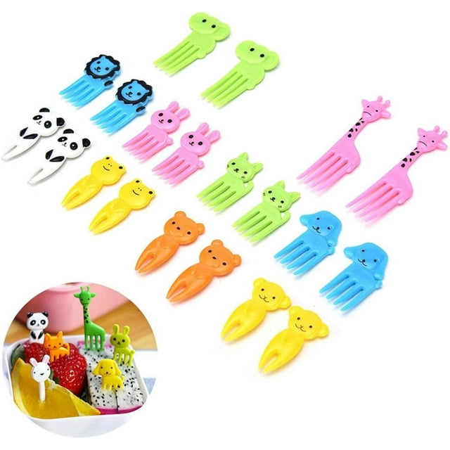 10 Pcs Pics Alimentaires pour Enfants Mini Fourchettes Mignonnes Réutilisables Pics de Fruits Amusants pour Boîte (Couleur Assortie)