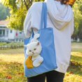 thumbnail image 4 of Paw Bag, Pet Carrier Bag, Canvas Shoulder Cozy Carry for Cats,Breathable Cat Carrier with Head out Design, Portable Handbag Tote for Small Cat Dog Outdoor Travel Camping,Blue,M, 4 of 6