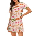 thumbnail image 1 of Balery Cherries And Bows Camisón de manga corta con cuello redondo para mujer, cómodo y elegante., 1 of 6