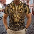 thumbnail image 4 of adaychics Three Button Shirts for Men Dragon Print Short Sleeve Graphic Tee Shirts Casual Summer Tops for Vacation Travel, 4 of 7