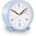 thumbnail image 1 of Despertador analógico, reloj pequeño súper silencioso de 4 pulgadas sin tictac con luz de noche, funciona con pilas, diseño simple, para dormitorio (azul cielo), 1 of 5