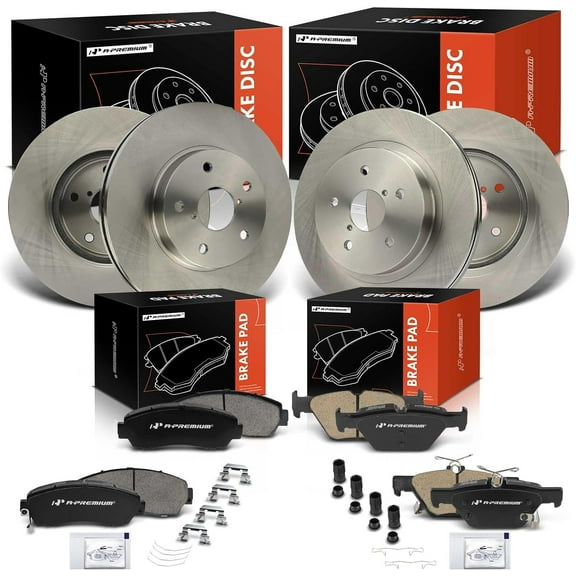 A-Premium Front and Rear Vented Disc Brake Rotors   Ceramic Pads Kit Compatible with Select Subaru Models - Legacy 2016 2017 2018 2019, 12-PC Set