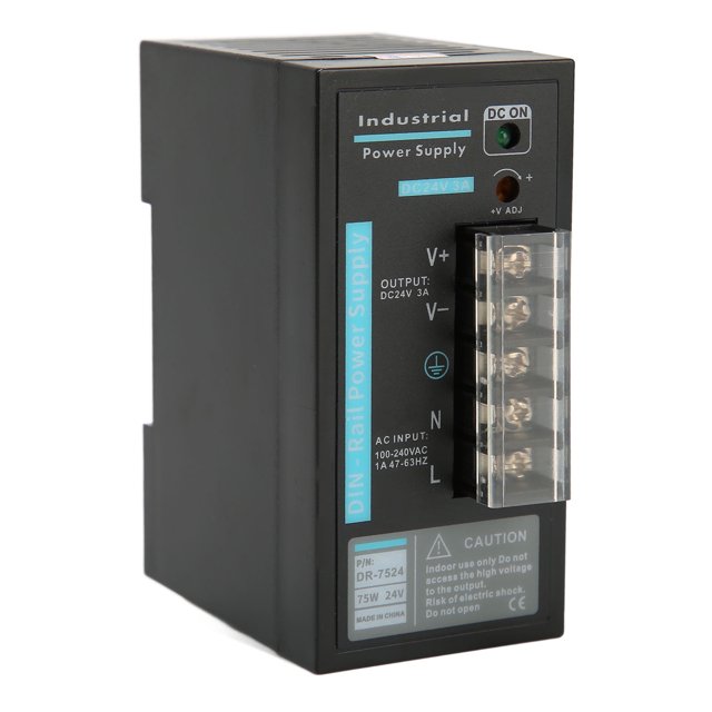 Fuente de alimentación industrial para riel DIN de 75 W, 24 V CC, 3 A, protección total, 100-240 V