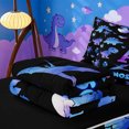 thumbnail image 5 of meiyoeat Dinosaur Watercolor Monogram A Zipper Twin Comforter Sets with Fitted Sheet and 2 Pillowcases For Boys,Wild Animal Themed Zipper Bedding Set,Black Reversible,4 Pieces, 5 of 7