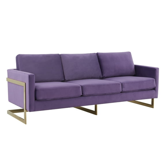 Modern Velvet Sofa - Coastal Charm Mid-Century Design with Gold Legs - Living Room Seating
