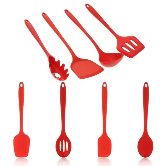 AEVXKHI 8PCS Cooking Utensils Set, Silicone Kitchens Utensils Set, Stainless Steel Core Cooking Tools, Effective Thermal Insulation Silicone Cookware Set, Spatula Set for Cooking