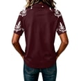 thumbnail image 6 of JULMCOMO Womens Tops Boho Floral Print 3/4 Sleeve Loose Fit Casual Polo Shirts Collared Button Summer Daily Graphic Tees Wine XL, 6 of 6