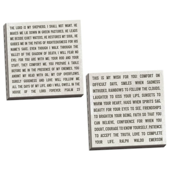 Gango Home Decor Contemporary This is My Wish for You & The Lord is My Shepherd by Lauren Rader (Ready to Hang); Two 12x12in Hand-Stretched Canvases