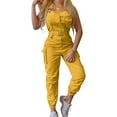 thumbnail image 3 of Clearance!MSJUHEG Womens Romper Rompers for Women Design Color Jumpsuit Pocket Pants Solid Women's Strap Fashion Back Women's Dress Casual Dresses for Women Denim Dress Yellow S, 3 of 9