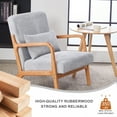 thumbnail image 4 of HUJHKIO Modern Accent Chair, Ergonomic Armchair with Pillow, Solid Wood Frame for Living Room, Bedroom, Balcony, Light Gray, 4 of 7