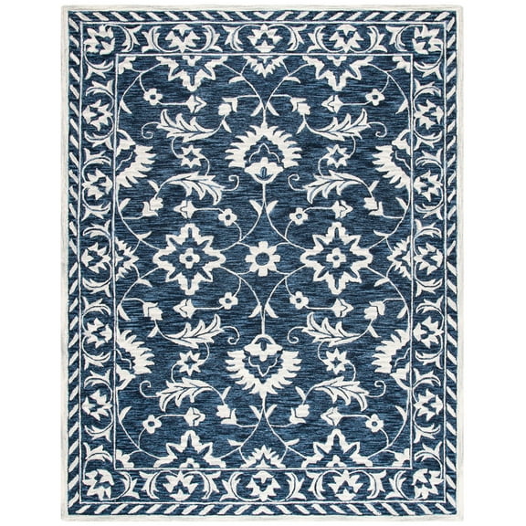 SAFAVIEH Micro-Loop Kevin Geometric Area Rug, Navy/Taupe, 8' x 10'