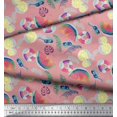 thumbnail image 2 of Soimoi Georgette Viscose Fabric Fruits,Swim Ring & Goggles Summer Designs Print Fabric by Yard 42 Inch Wide, 2 of 3