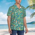 thumbnail image 3 of Bingfone Men's Short Sleeve Button Down Shirts Hawaiian Mushrooms and Flowers Printed Beach Shirt, 3 of 7