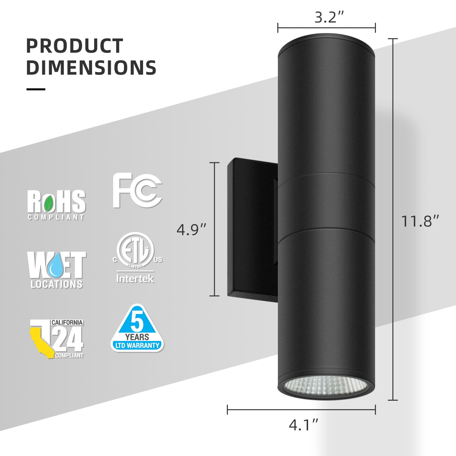 Modern 12 Inch Integrated LED Round Up Down Wall Light Outdoor Waterproof