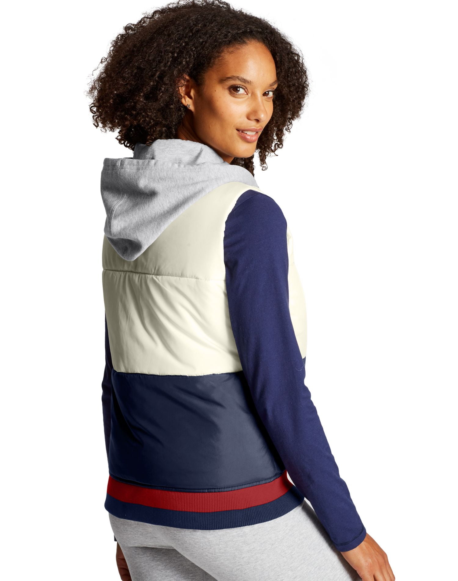 Champion Womens Stadium Puffer Vest S Chalk White Athletic Navy Walmart