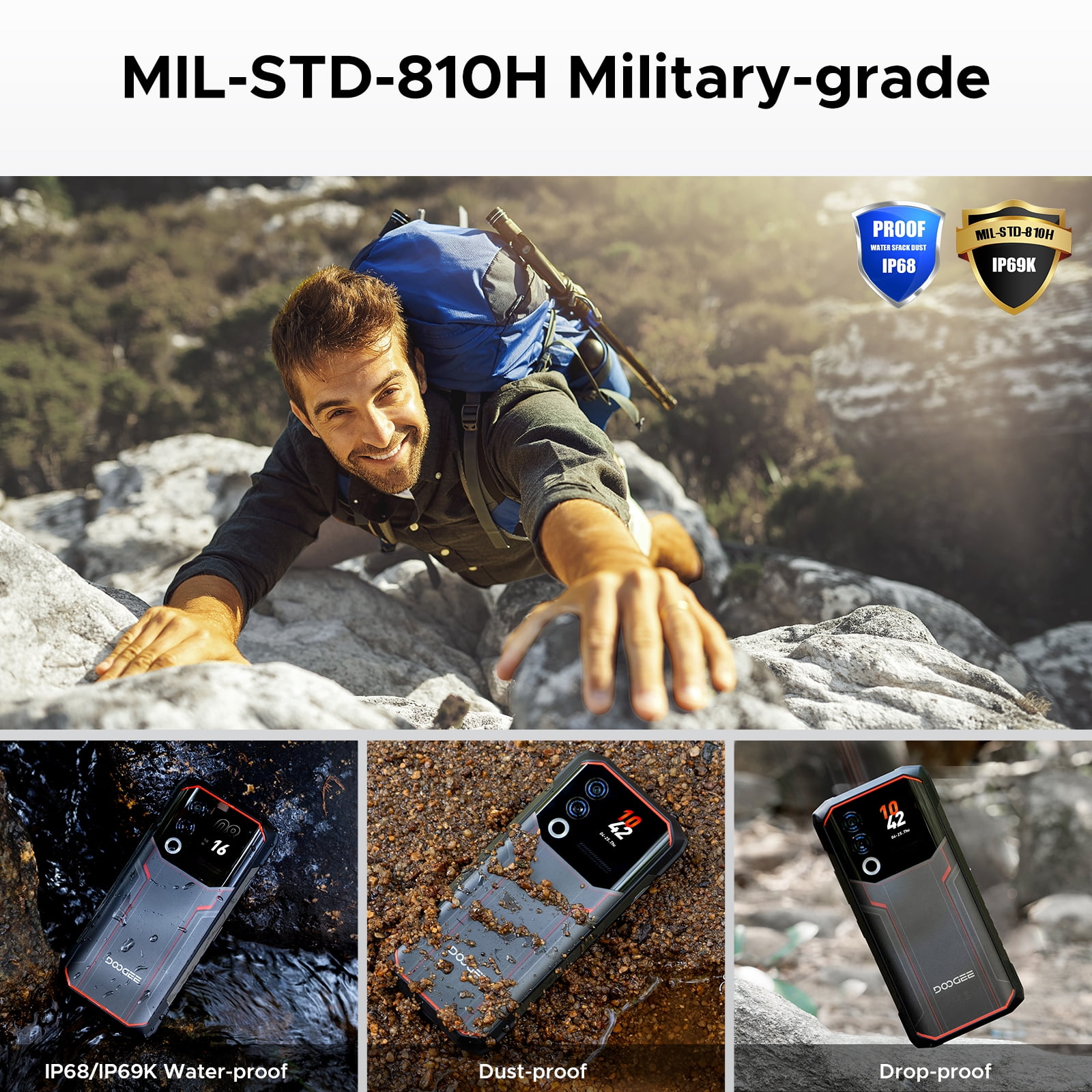 DOOGEE Blade 20, robuuste Android 15 smartphone, 10300 mAh batterij, 6,6 inch 90 Hz HD IPS-scherm, 20 GB RAM 128 GB opslag, 16 MP AI-camera, drievoudige SIM-sleuf, simlockvrij | Smartphones
