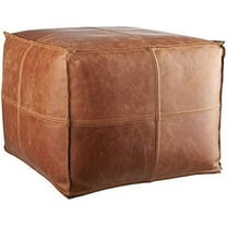 leatherooze 16*20*20 inch Indoor outdoor Round Leather Pouf, Brown (Comes with No Filler)