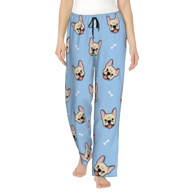 Balery Cute French Bulldog Pantalones de pijama para mujer, pijamas ultraligeros, pantalones de estar por casa-Medium