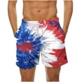 thumbnail image 2 of DDAPJ pyju Mens 4th of July Swim Trunks Tie Dye American Flag Print Drawstring Beach Board Shorts Independence Day Patriotic Shorts with Pockets Blue S, 2 of 6