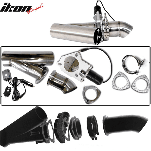 3" Inch 76mm Electric Exhaust Muffler Valve Dump Cutout System Kit With
