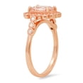 thumbnail image 2 of 14k Rose Gold Over Silver Emerald-cut Morganite CZ Halo Floral Ring, 2 of 2