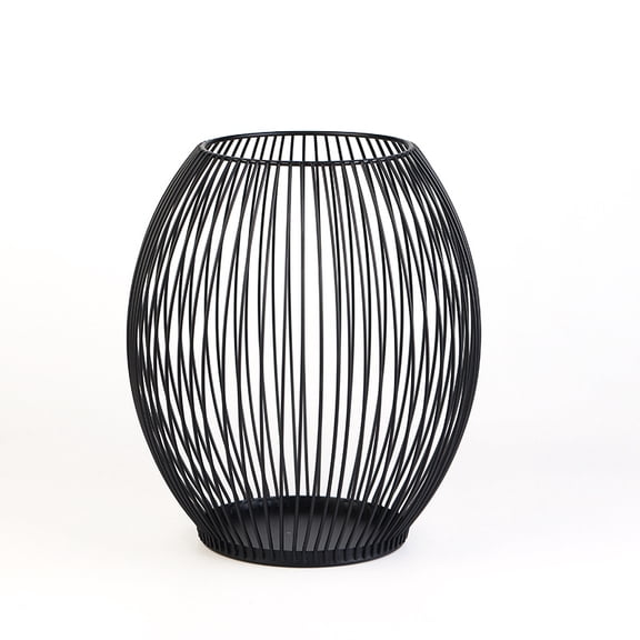 NAMZI Outdoor Lantern - Metal Candle Holder Centerpiece - Dinning Table Decorative Centerpiece- Decorative Pillar Candle Holders - Table Candles Holders Decor -Black Large